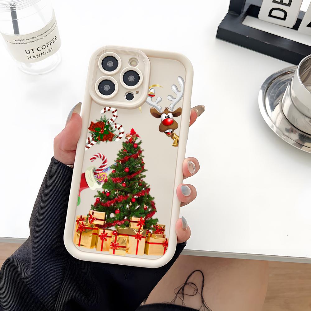 Coque de téléphone Père Noël Arbre de Noël Silicone Souple Pour IPhone 17 16 15 14 13 12 Mini 11 Pro Max Plus Protection Objectif Caméra Cov