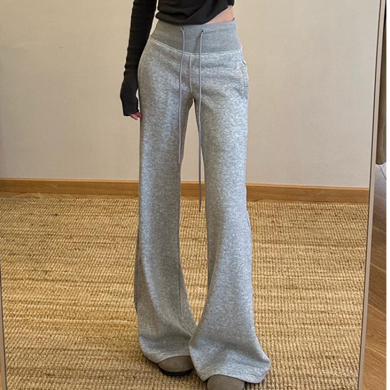 2025 Spring Women’s Micro-Flare Sweatpants: Loose Fit, Drawstring, Casual Sports, Straight Wide-Leg Design.