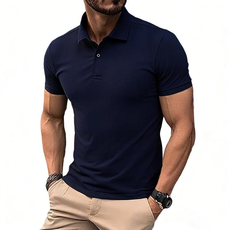 Men's Solid Color Short Sleeve Pique Knit Polo Shirt Casual Daily Wear Top for Summer