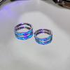 Sterling Silver Aurora Luminous Couple Rings for Men and Women Pair Enamel