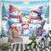 "Family of Snowmen In Winter Wonderland" Pattern Wall Hanging Tapestry Decorative Tapestry Home Decor for Bedroom and Living Room