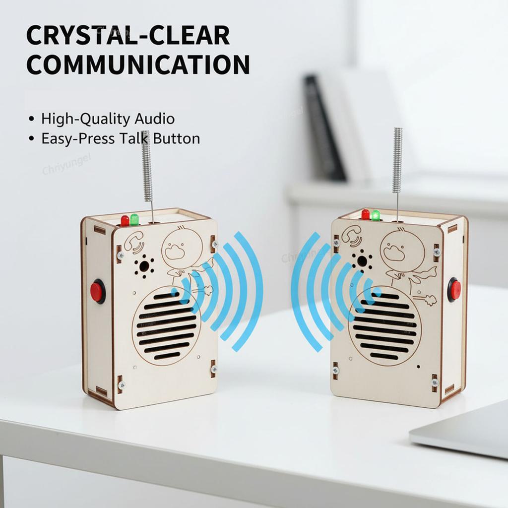 Wooden Walkie Talkie Kit for Kids DIY Wireless Communication Toy STEM Science Educational Project Learning Gift for Kids