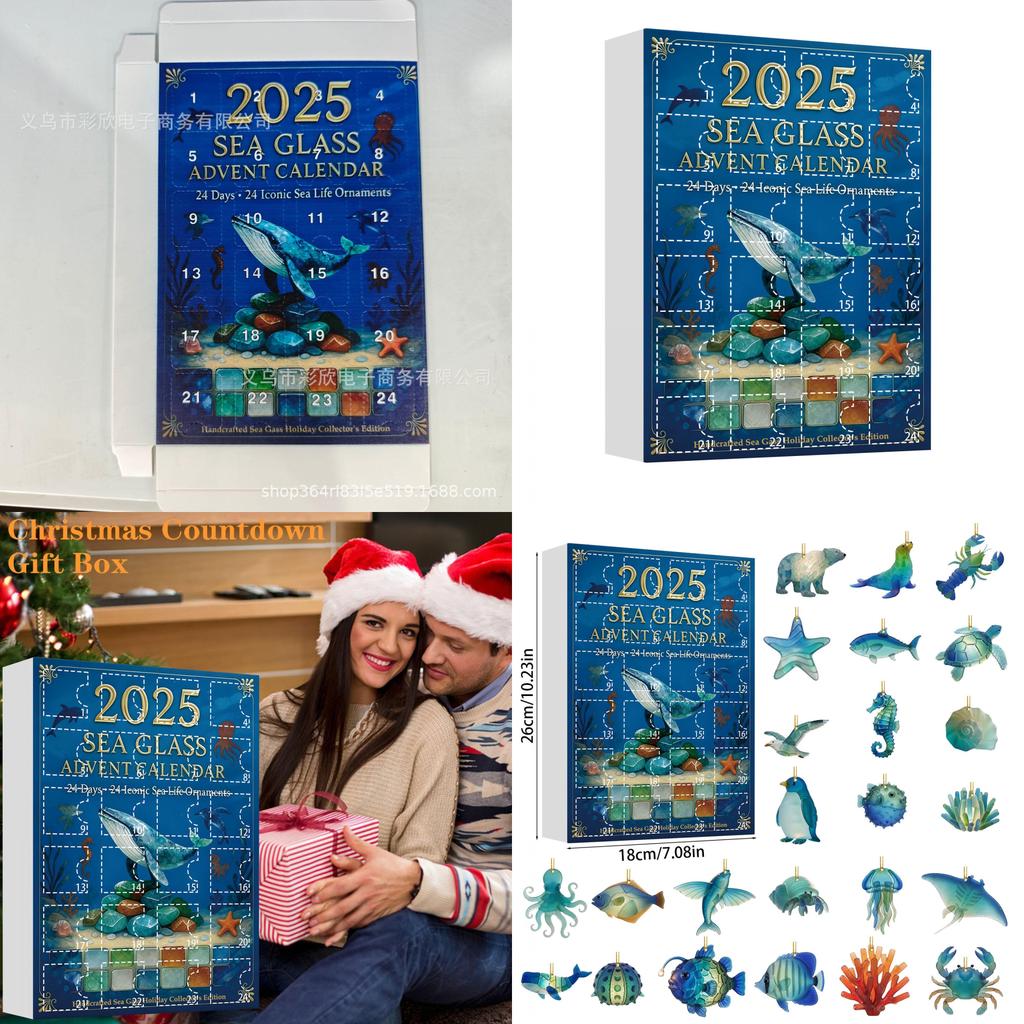 Marine Life Christmas Advent Calendar With Acrylic Figures For Festive Gift Giving