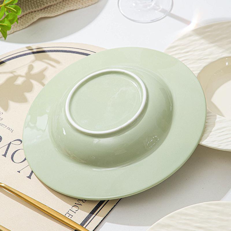 Simple Cream Style Ceramic Western Food Plate Hotel Household Pasta Plate Straw Hat Plate Soup Plate Vegetable Plate Rice Plate Salad Plate