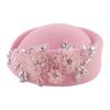 Rhinestone Flower Fascinator Hat for Teaparty Cocktail Party Female Pillbox Hat Roleplay Bowler Hat for Formal Occasion