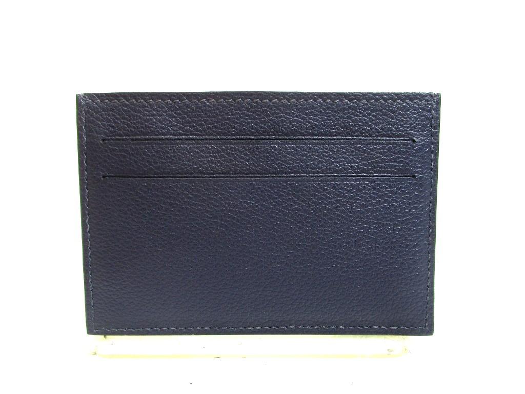Authentic HERMES Blue indigo Evercolor Card Case Card Holder Citizen Twill Silk In #b247 Seller refurbished