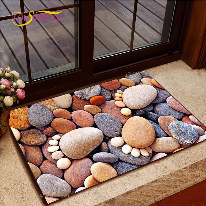 3D Cobblestone Welcome Entrance Doormats Cartoon Carpets Rugs For Home Bath Living Room Floor Stair Kitchen Hallway Non-Slip Mat