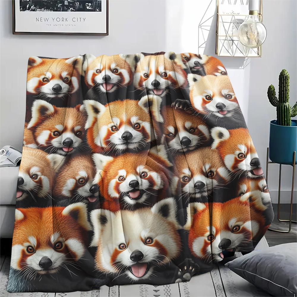 Rood Panda patroon Flanellen Deken, Hoge kwaliteit Comfortabel voor Alle Seizoenen, Woondecoratie, Warmte en Comfort, Perfect voor Cadeaus.