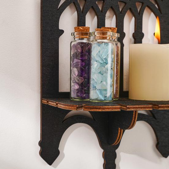 Gothic Throne Wall Floating Shelf Black Wooden Wall Mount Display Shelf Decoration Living Room Bedroom Bathroom Storage Rack