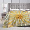 Border Painting Art Sun Flannel Blanket Winter Super Soft Bedding Throws for Kids Couch Chair Aesthetic Bedspread Sofa Bed Cover