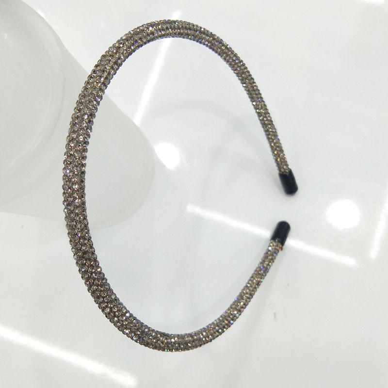 

Европейско-американская повязка на голову со стразами: Роскошный дизайн в виде бриллиантовой тубы для женщин темно-серого