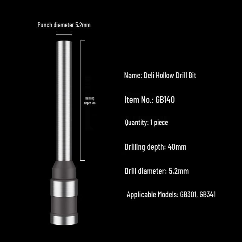 Deli Hollow Drill Bit for Binding Machine CN Plug (adapter Included)