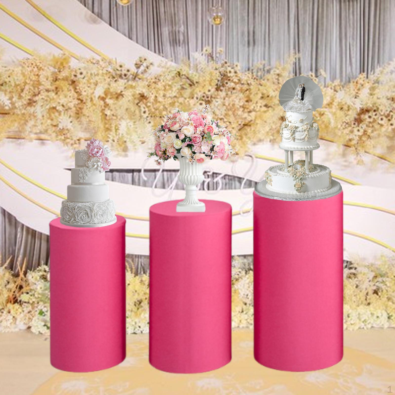 3 шт. Цилиндрические крышки для десертных пьедесталов, подставки, крышка цоколя, подставка, столб ярко-розовый