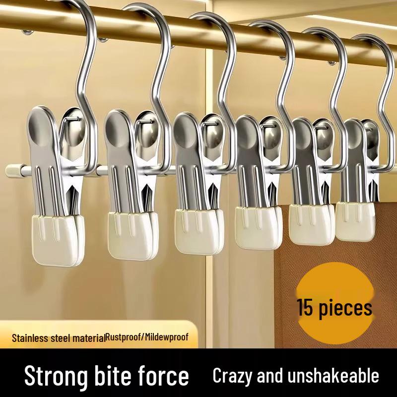Traceless Stainless Steel Pants & Skirt Clips with Hooks: Multifunctional Storage Solution