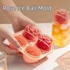 3D Rose Ice Molds, Large Ice Cube Trays, Make 4 Giant Cute Flower Shape Ice, Silicone Rubber Fun Big Ice Ball Maker