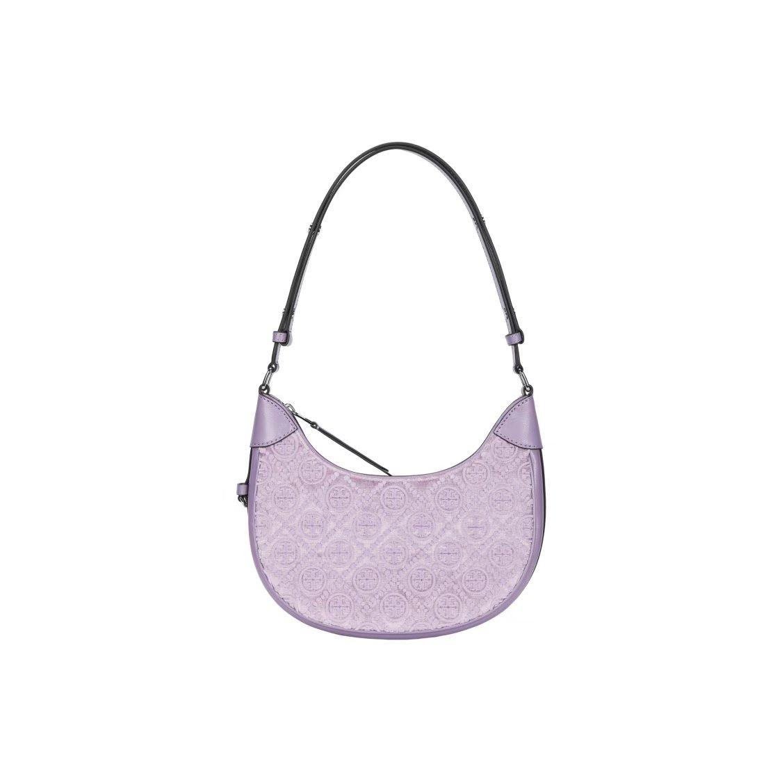 

Tory Burch T Monogram Metallic Hardware Signature Pattern Crescent Bag Women Handbags Light-Purple 162023-500 Basic Set (Bag+Dust Bag)