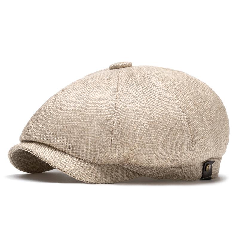 Берет мужской весенне-летний солнцезащитный восьмиугольный кепка кепка художника британская кепка газетчика бежевый