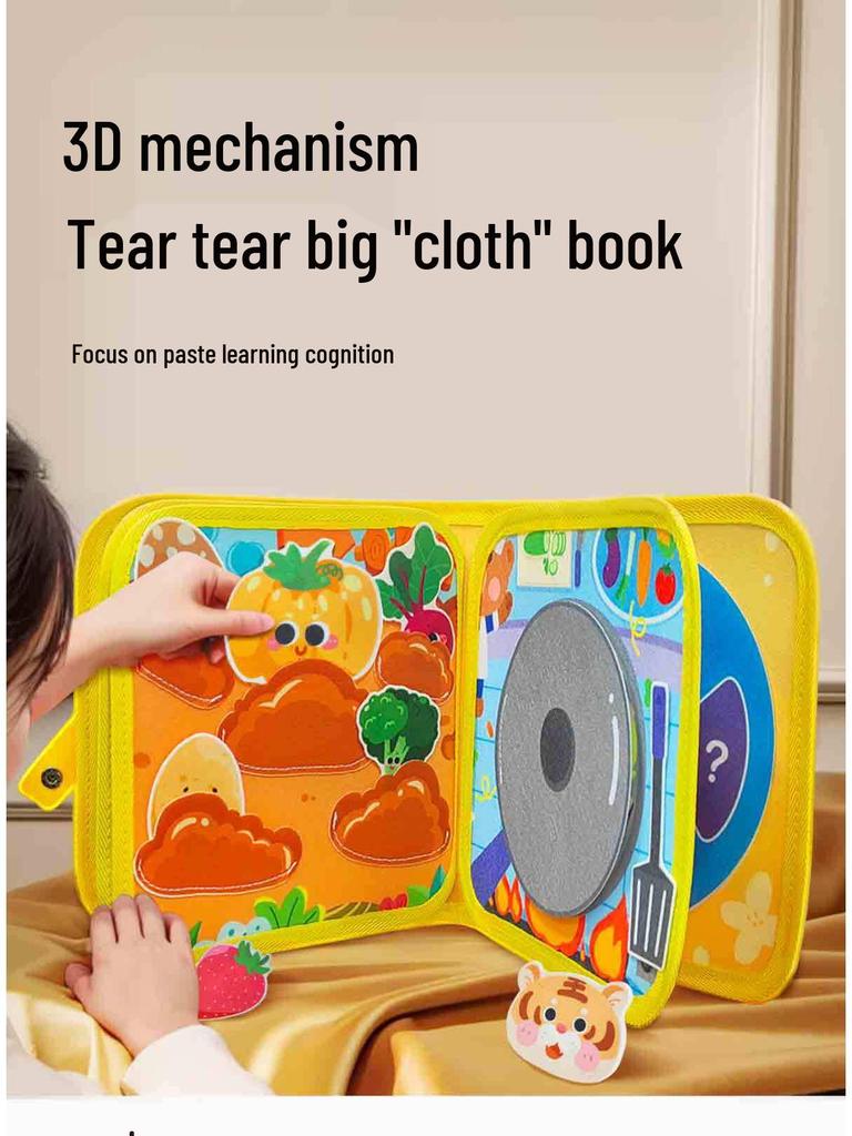 Tearable Cloth Book: Quiet Velcro Toy for 6-Month-Olds - Early Education Teething Book for Babies 0-3 Years