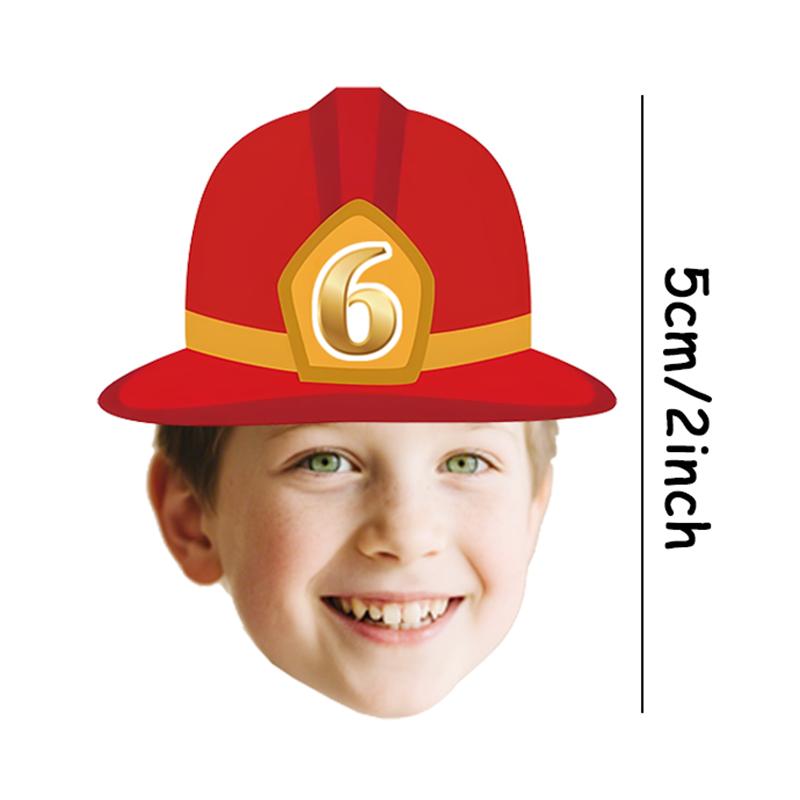 20pcs Firefighter Hat With Customized Face Sticker Personalized Age Birthday Paper Label Custom Sealing Stickers Party Supply