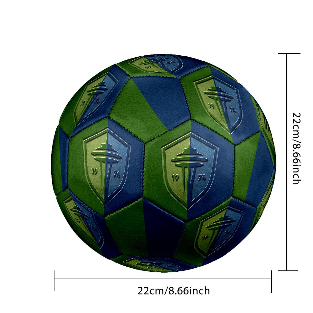 Seattle Sounders FC Size 5 Soccer Ball, Machine-Stitched PVC, Durable & High Bounce, All Ages Fit, Fan Merchandise, Matches & Outdoor Use.
