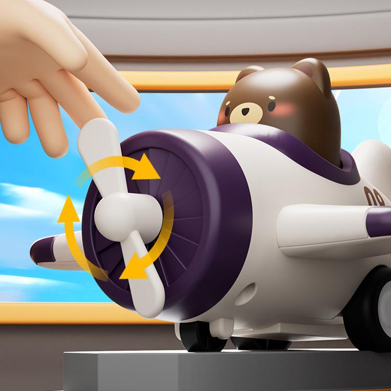 Cute Animal Push and Go Airplane Toys BPA Free Smooth Edge for 1-4 Years Old Toddlers Kids Boys Girls Christmas Gifts