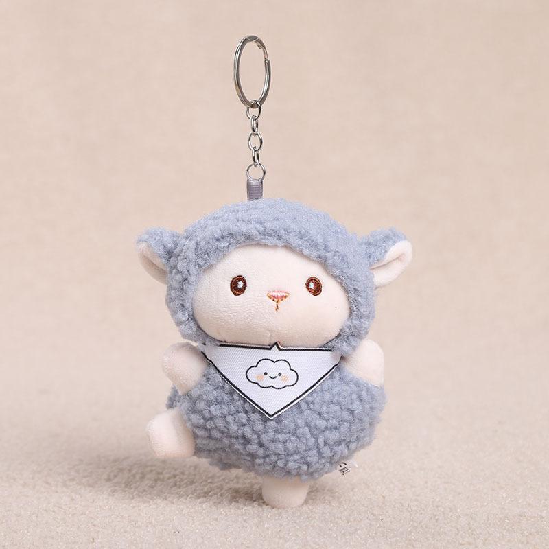 Candy Holder Pendant Plush Seated Sheep Keychain Pendant With Metal Ring Soft Cute Lamb Bag Charm Stuffed Accessory For Backpack