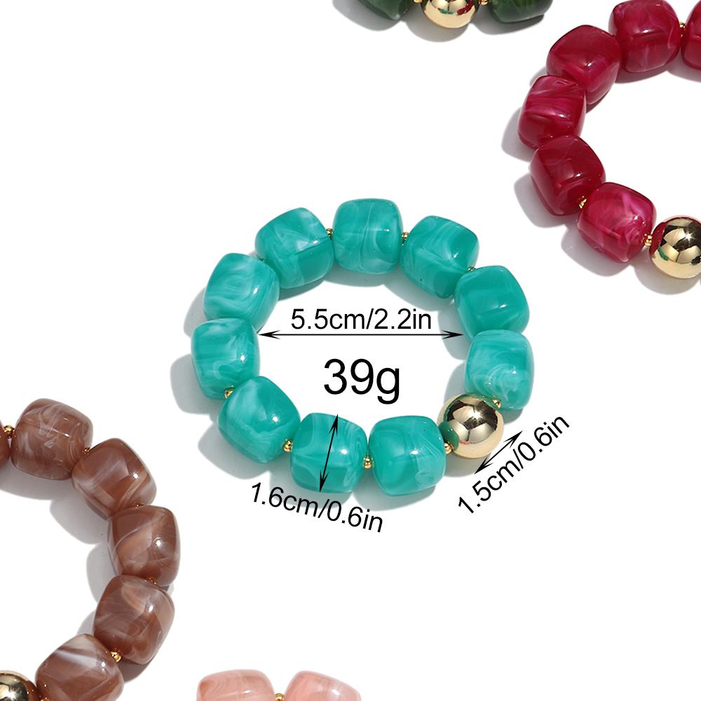 Fashion Acrylic Big Irregular Square Beaded Bracelet for Women New Trendy Imitation Stone Strechy Bracelet Hand Jewelry Gifts