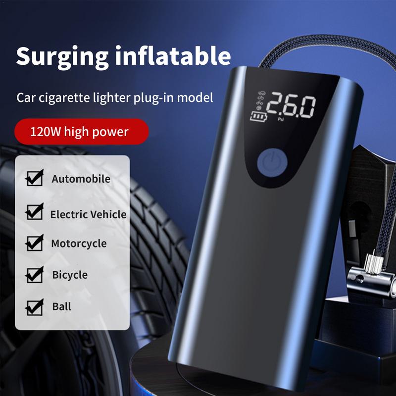 120W Car Air Pump 12V Portable Wireless Air Compressor With LCD Digital Display Auto Tire Inflator Pump Electric Tire Inflator