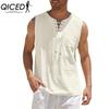 QICED Cotton Sleeveless T-shirt Men's Fashion Loose Shirt Printed Compassionate Shirt