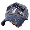 Cap Logo Distressed Hat Sports Running Outdoor Men Women CA601 [White Fang] (Navy)