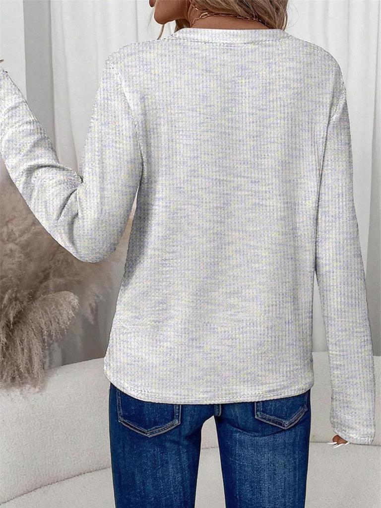 2025 Spring/Autumn Women's V-Neck Long Sleeve Pullover Top - Fashionable & Versatile