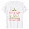 Birthday Princess Girls Party T-shirt Family Gathering Matching Sibling Tees White Unisex Kids Clothing Crown Graphic Y2k Tops