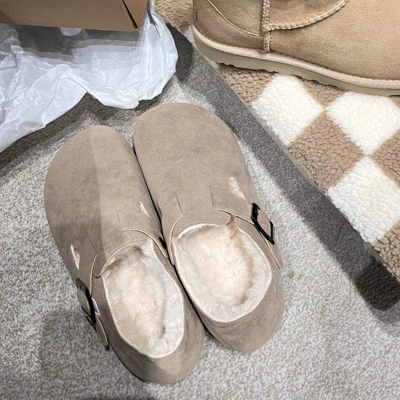 Sheepskin version~ cork thick-soled leather half-slippers for women to wear outside in summer, baotou muffin, cool slippers, half-tray shoes