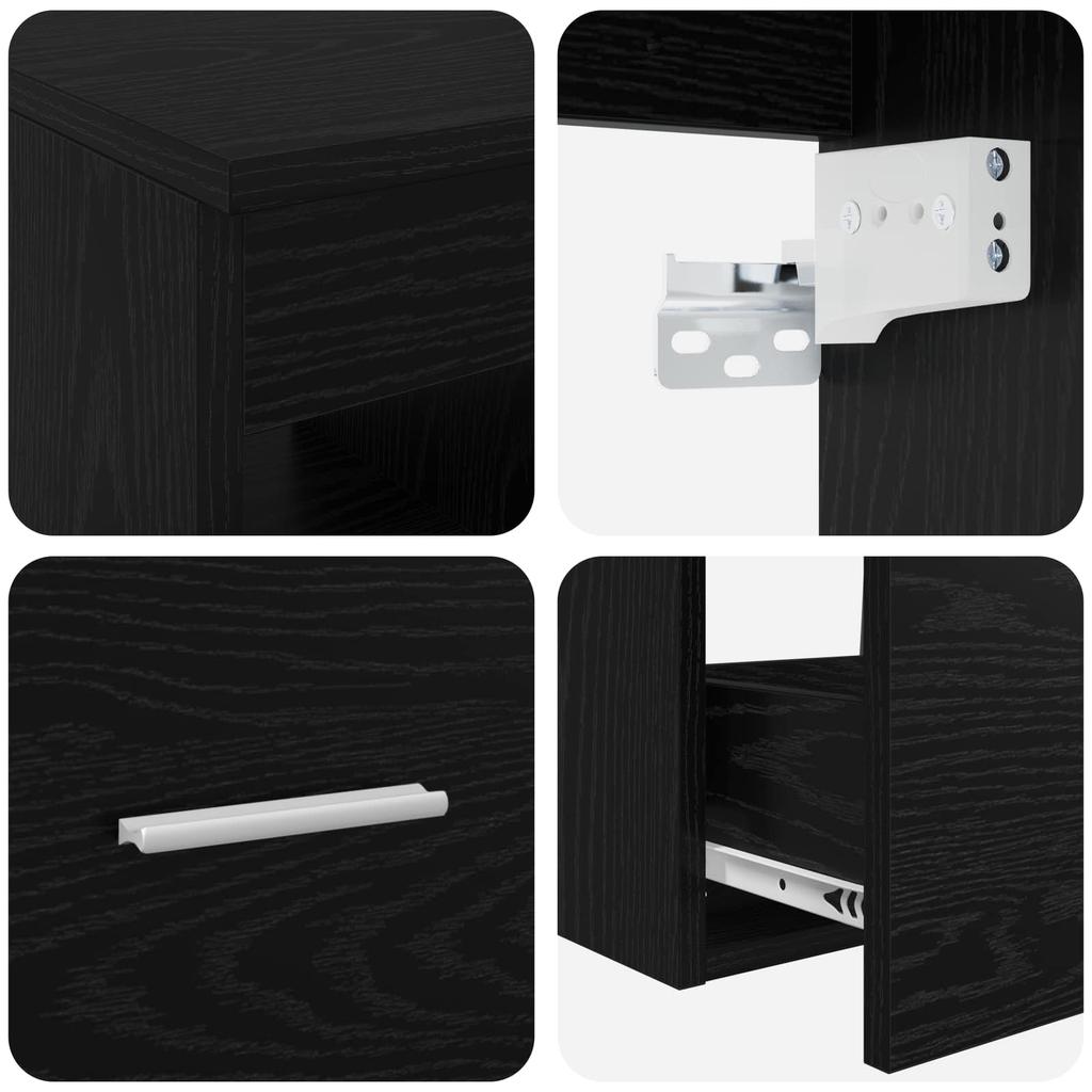 Bathroom Furniture Set 2 Pcs Black Oak Wood Based Material