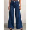 "Women’s Deep Blue Wide Leg Jeans - Stylish Denim Trousers for Comfort and Versatility