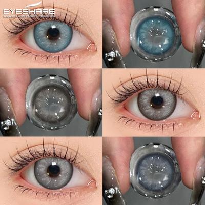 Venice Colour Contact Lenses for the Eyes 14.2/14.5mm Large Blue Grey Pupils Annual Cosmetics