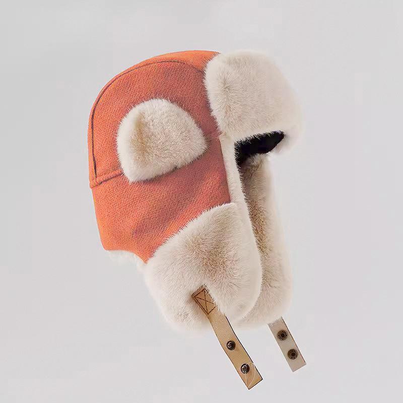 

Корейский стиль Плюс бархатная шапка для мужчин и женщин Уличная велосипедная теплая и ветрозащитная Имитация кроличьего меха Утолщенная защита ушей Лыжная шапка-ушанка One Size