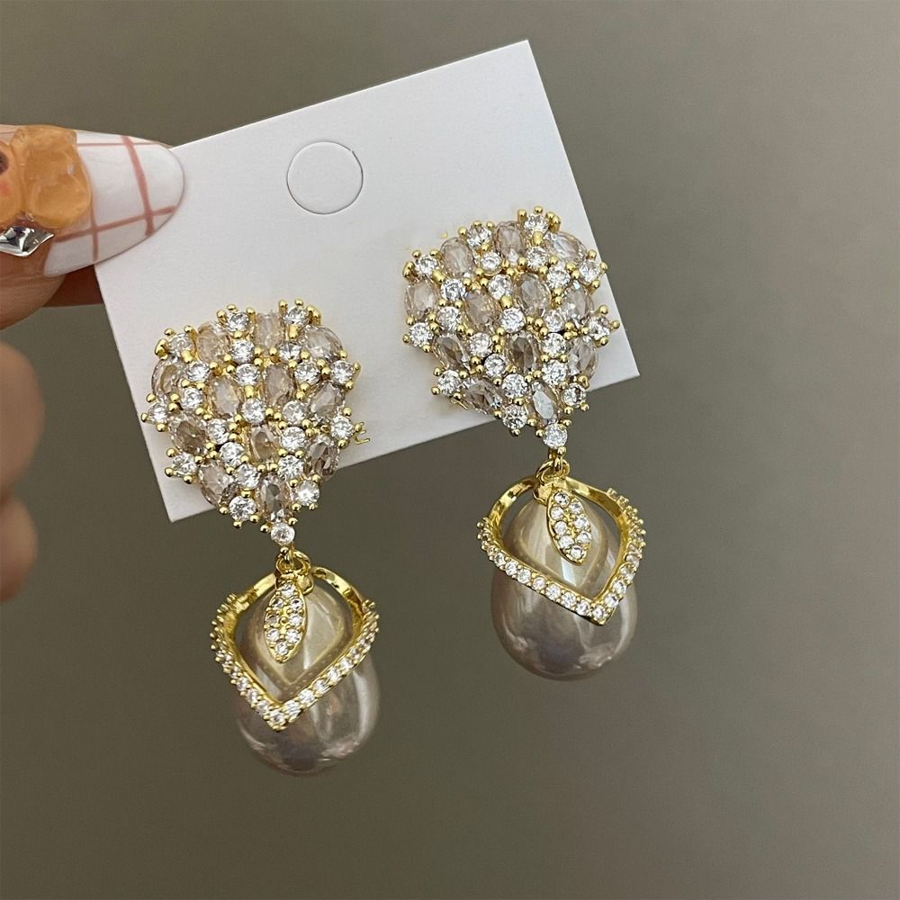 Pendant Crystal Stud Earrings Elegant Vintage Long Earrings Rhinestone Drop Earrings Girls Gift