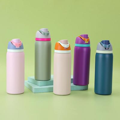 Macaronová barva 304 Nerezová ocel Vakuová termoska s rukojetí, Velká kapacita, Dvoustěnná, Přenosný pohár na ovoce.