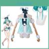 Disfraz de Cosplay Sedoso de Chica Conejo Blanco Hatsune Miku Para Actuación en Escenario de Anime