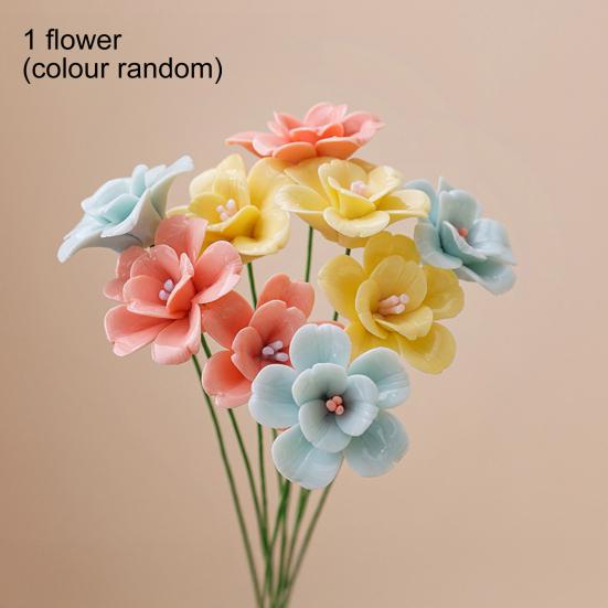 Fleur Céramique 3D Faite à la Main Fleur Artificielle Réaliste Décoration Bouquet de Fleurs Éternelles pour Salon Table à Manger Bureau Maison Décoration Vase