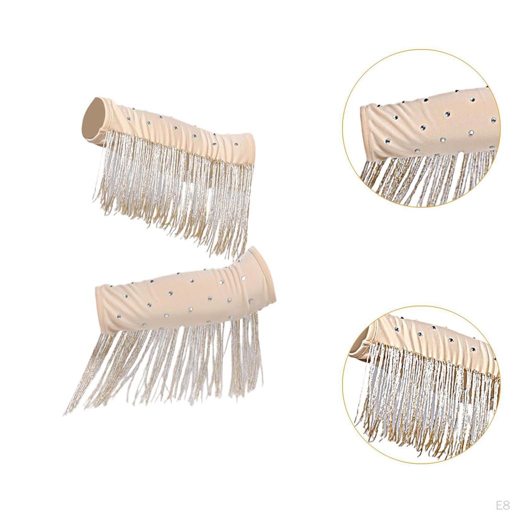 1 Pair Latin Dance Arm Sleeves Competitions Shiny Comfortable Tassel