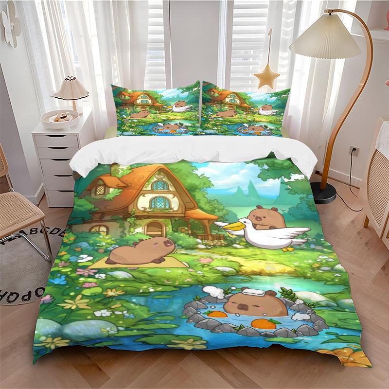 3pcs Anime Cartoon Design Bedding Set - Includes One Quilt Cover and Two Pillowcases (No Core) - Perfect for Bedroom and Guest Room Decorati