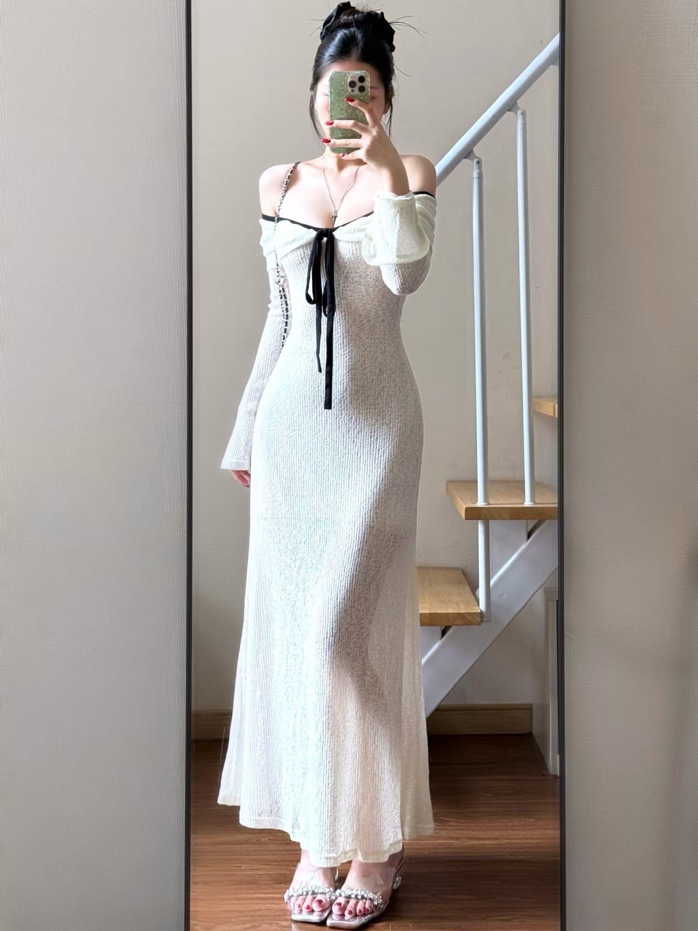 

Autumn 2025 One-Shoulder Slim Fit Waist-Cinching Dress for Hot Girls Extra Large