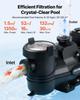 Variable Speed Pool Pump, 1350W, AC 220-240V, 30,000 L/H, In/Above Swimming Pool Pump with Filter Basket, Powerful Self Priming, Programmable Timer,