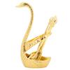 Zinc Alloy Swan‑Shaped Bracket Fruit Dessert Spoons Set Kitchen Tableware Wedding Supplies(Gold 6 Spoons )
