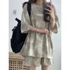 New In Summer Women's Tie Dye Workmanship Sportswear Set Short Sleeve Loose Wide Leg Shorts Casual Outfit Simple Two Piece Set
