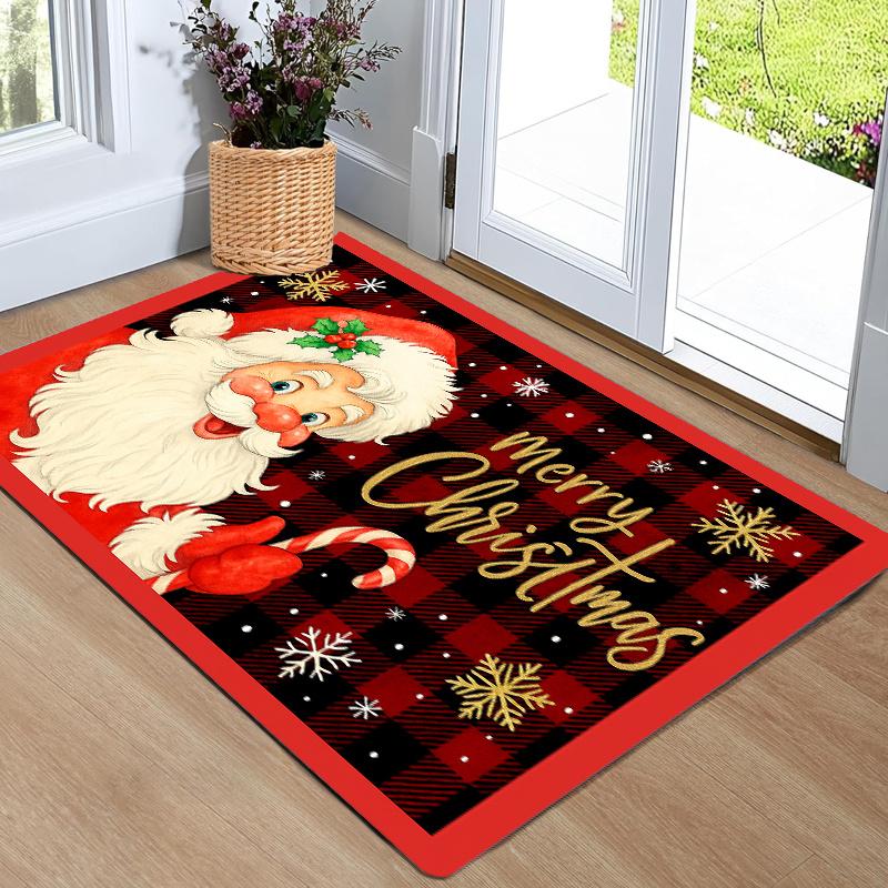 

1 шт. Кухонные коврики против усталости с рождественским принтом Санта-Клауса, водонепроницаемый, нескользящий, толстый амортизирующий кухонный коврик, сверхпрочный комфортный коврик для стояния для кухни 40*60cm