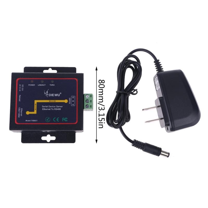 Serial Server RJ45 To RS485 LAN Ethernet Converter Module with Built-in Webpage US Plug Adapter