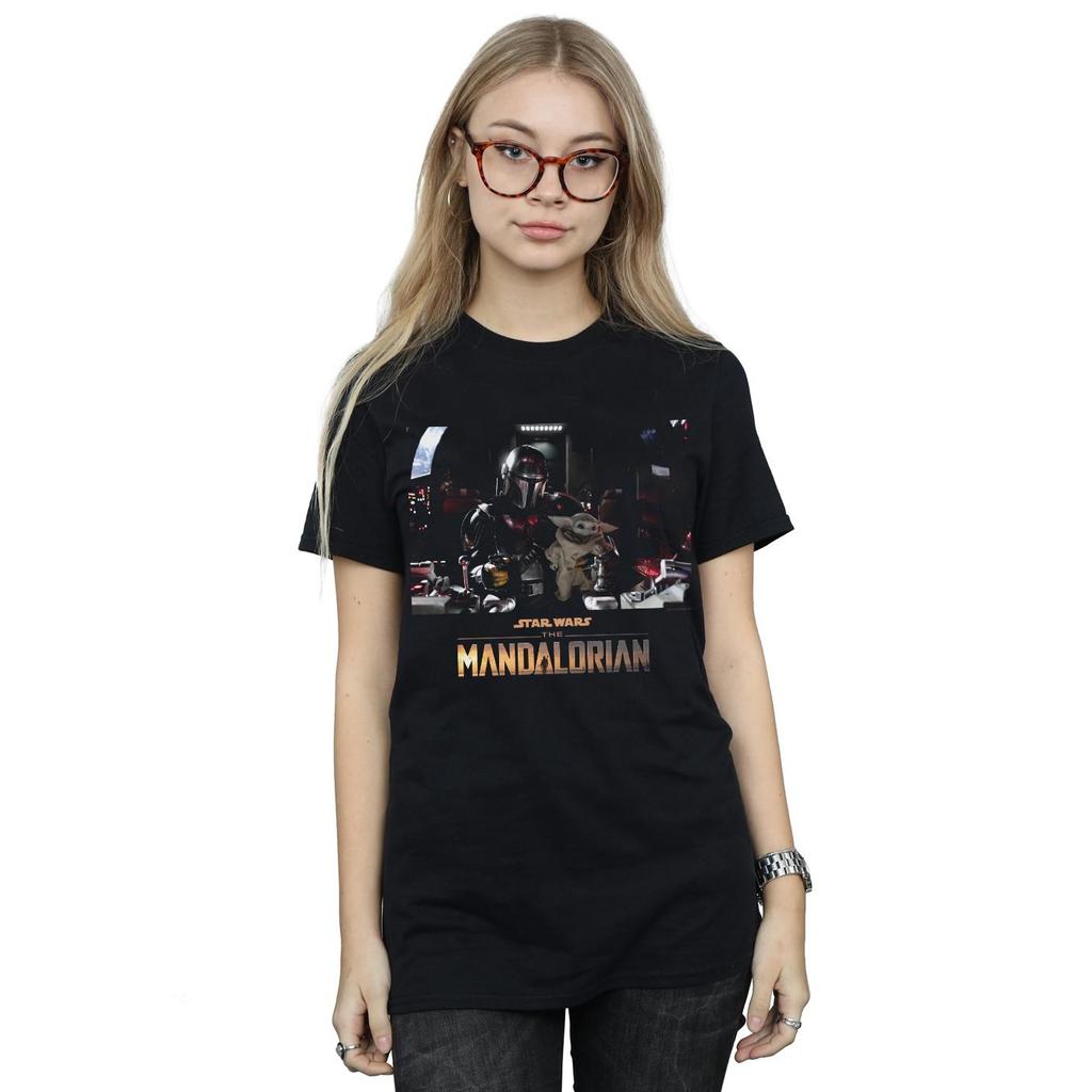 Star Wars Womens/Ladies The Mandalorian Child On Board Cotton Boyfriend T-Shirt